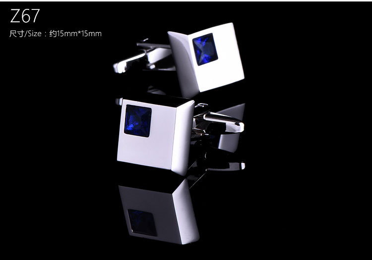 男士袖扣方格镶钻水晶法式衬衫袖钉花纹袖口扣批发cufflinks详情图15