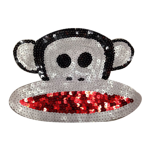 猴子布贴 白色亮片布贴 珠片绣 衣服补丁贴时尚图案贴 大号布贴