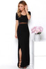 Dress mesh gauze stitching foot split short sleeve dress