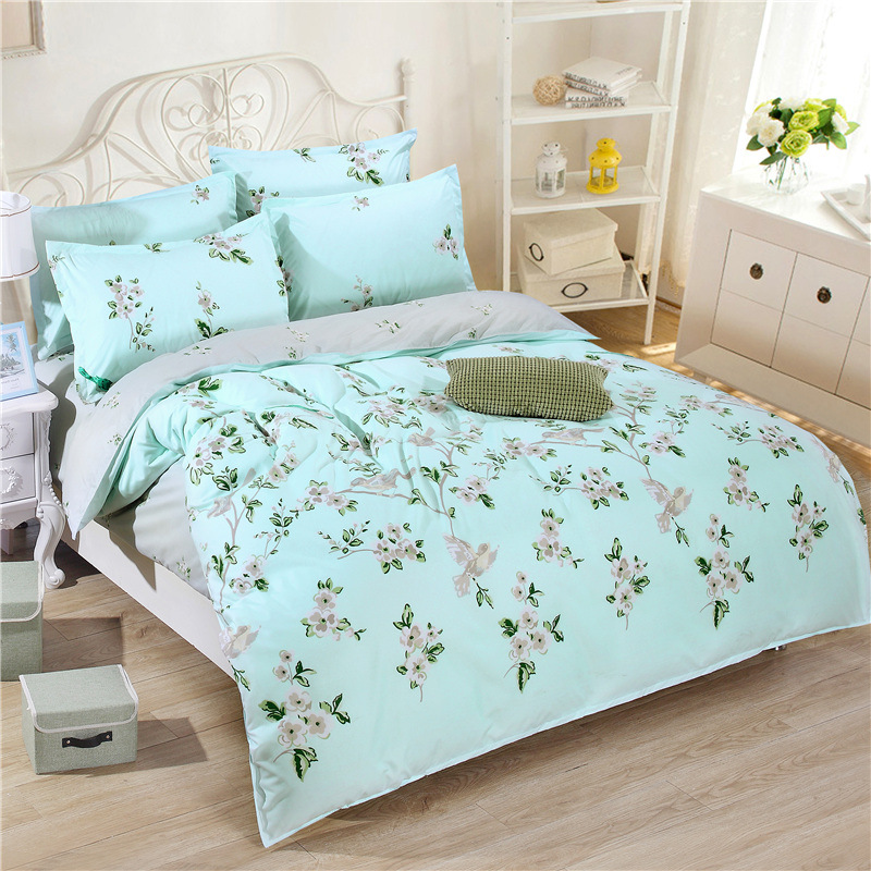 全棉被套床单厂家直销芦荟棉四件套 活性印染纯棉床单四件套特价|ms