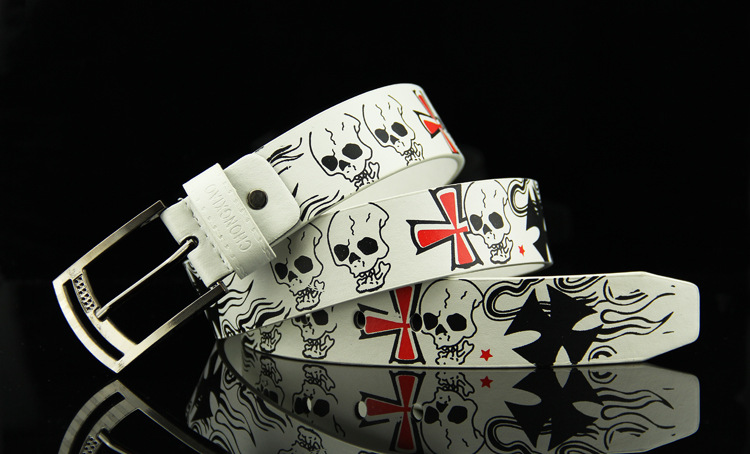 Popular cross-border pin buckle men's belt AliExpress belt European and American hip-hop skull casual pants belt manufacturer wholesale