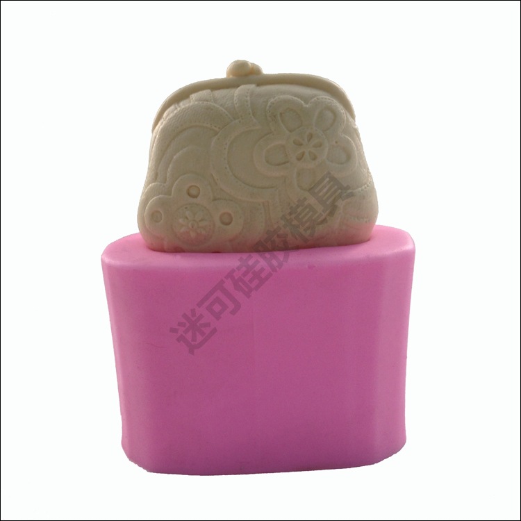 Impreso pequeña cartera suave cerámica hecha a mano jabón molde de chocolate DIY fondant herramienta pastel al por mayor