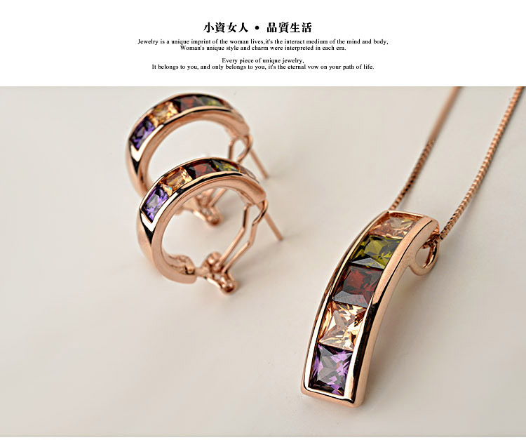 Fashion Vintage Zircon Necklace Earrings Set Exquisite Jewelry Wholesale display picture 1