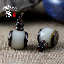树脂仿菩提根三通佛头 仿玳瑁桶形三通 藏式108手串配件批发饰品