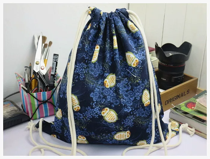 Fluorescence backpack, retro cloth bag, drawstring, wholesale, Korean style