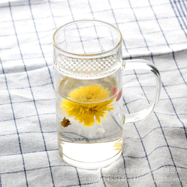 加厚月牙杯 綠茶杯耐熱手工過濾加厚玻璃壹體杯創意風帆杯花草杯