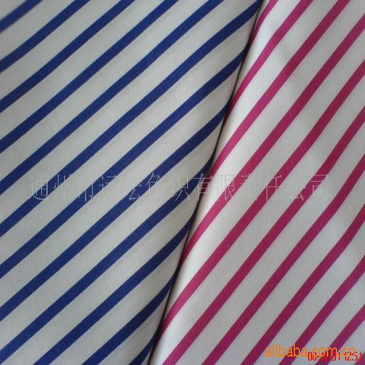 厂家全棉色织条纹布 细条纹提花服装衬衫面料 色织条纹面料