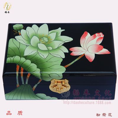 Manufactor Direct selling Lacquer ware Jewelry box Chuge Lotus Dragon Phoenix Double Happiness China characteristic gift Wedding celebration prop