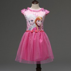 2023夏季女童冰雪奇緣短袖連衣裙節日禮服蓬蓬飄逸長披一件代發