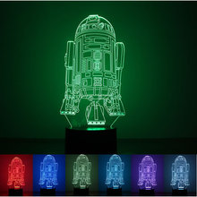 工厂现货批发1.5W战舰小夜灯  USB供电按钮式3D创意七彩色LED灯