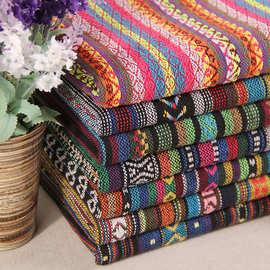 卓曦纺织|厂家直销民族风面料涤棉条纹色织坐垫鞋垫面料