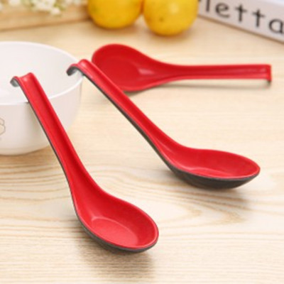 Double color Hooked Soup spoon Red and black spoon Melamine Black and red Double color a soup spoon Face spoon Flavor Spoon