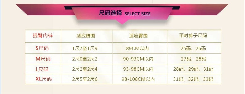 内裤尺码