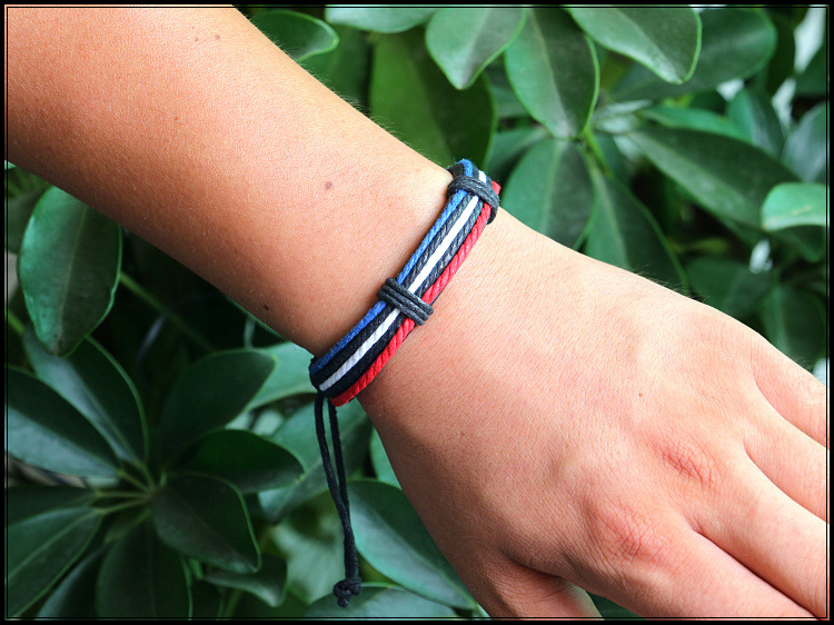 1 Piece Ethnic Style Stripe Pu Leather Knitting Unisex Bracelets display picture 5