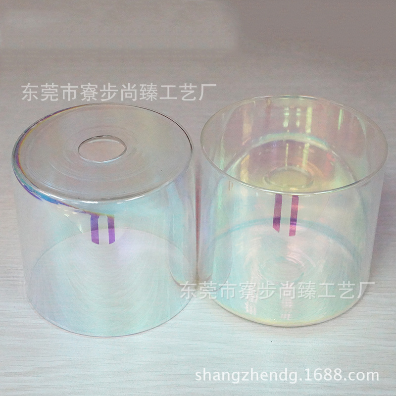 [Seven-Color Electroplating] Glass Candle Cup, Colorful Outer Electroplating Decorative Lampshade, Customized by Electroplating Factory