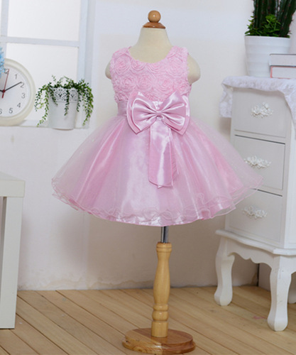 Dress for girls with rose-shaped puffed skirt, children's clothing for big kid party performance