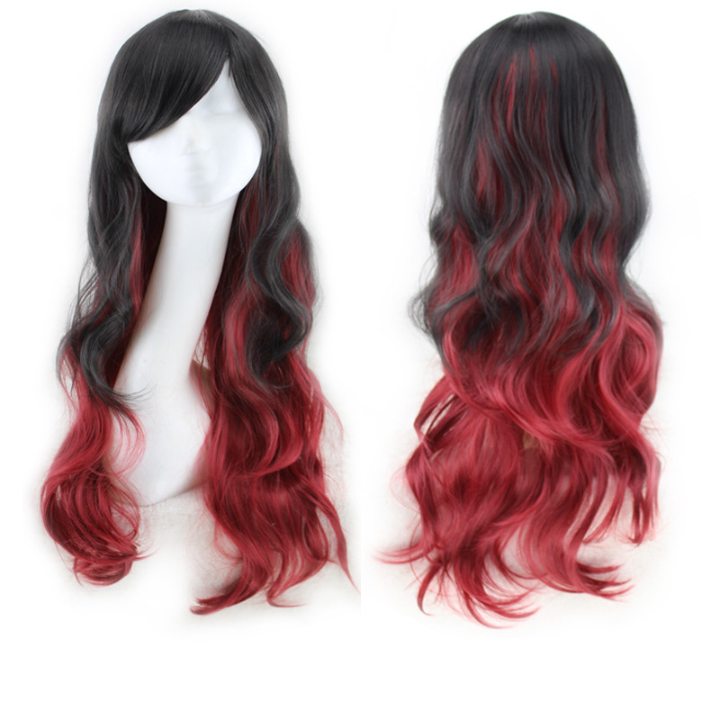 Peluca de pelo sintético Moda Anime Cosplay Fibra química Hermoso Largo Ondulado_voghion.com