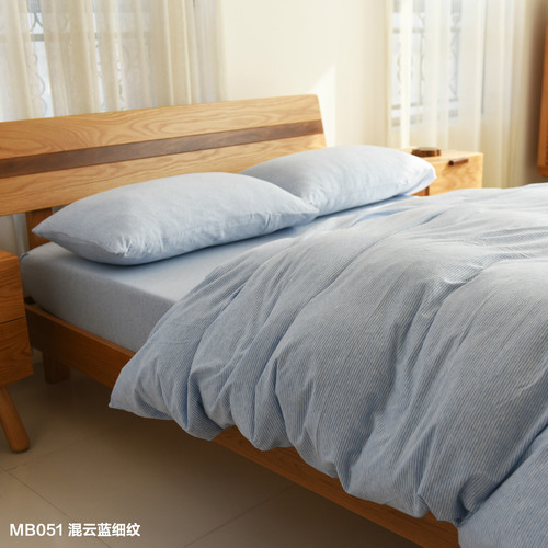 Liangpin classic cotton Tianzhu four-piece bedding set, fitted sheets and sheets, all cotton colored spun