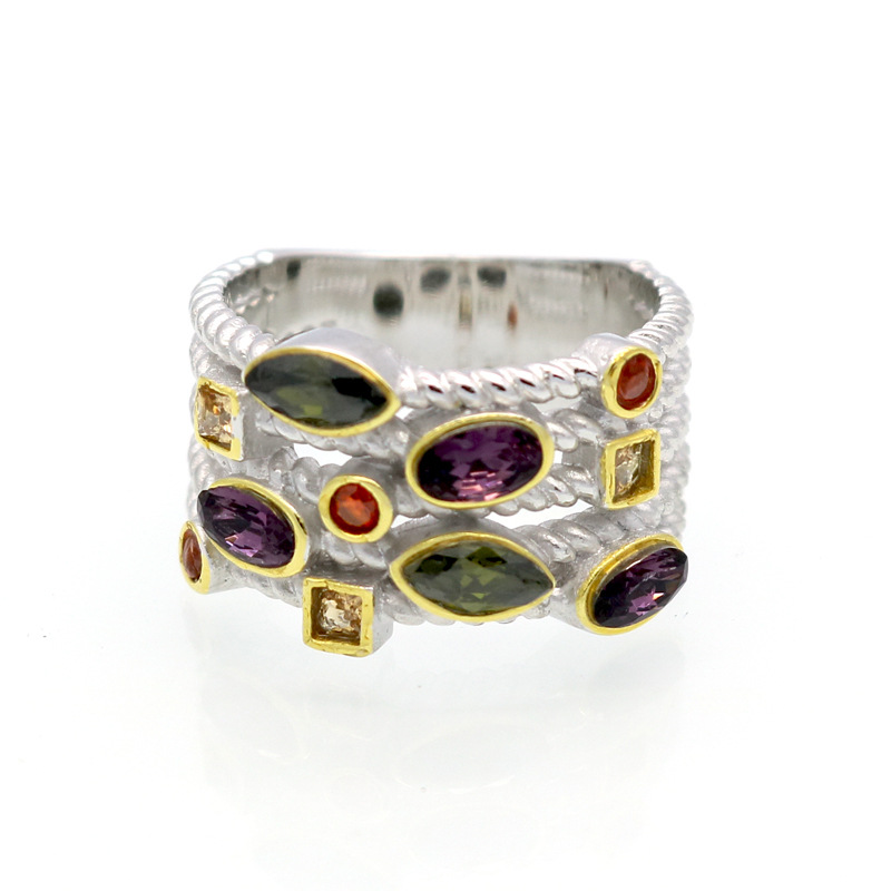 1 Piece Fashion Colorful Titanium Steel Polishing Plating Inlay Artificial Gemstones Rings display picture 2