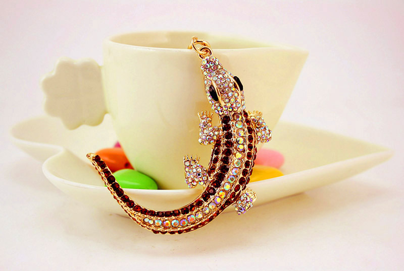 39g Weight Alloy, Metal Material Unisex Gender Korean Creative Cute Diamond Lizard Keychain 4