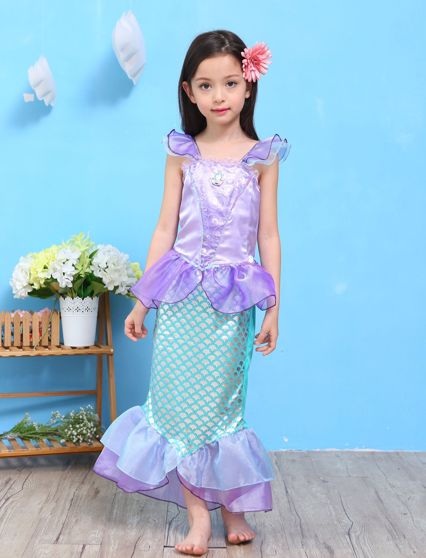 Fashion Mermaid Printing Cotton Blend Girls Dresses display picture 28