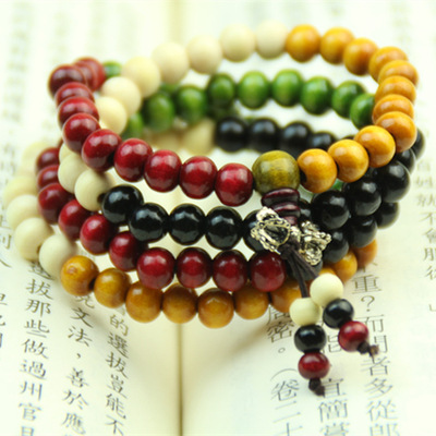 wholesale 8mm108 Sandalwood woodiness Beads bracelet Multicolored Vajra Transport Multi-turn Shop gift Hand string