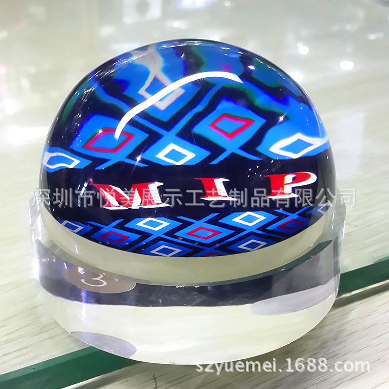 定制亚克力LOGO牌 精品亚克力圆球商标牌 个性LOGO镇纸工艺礼品