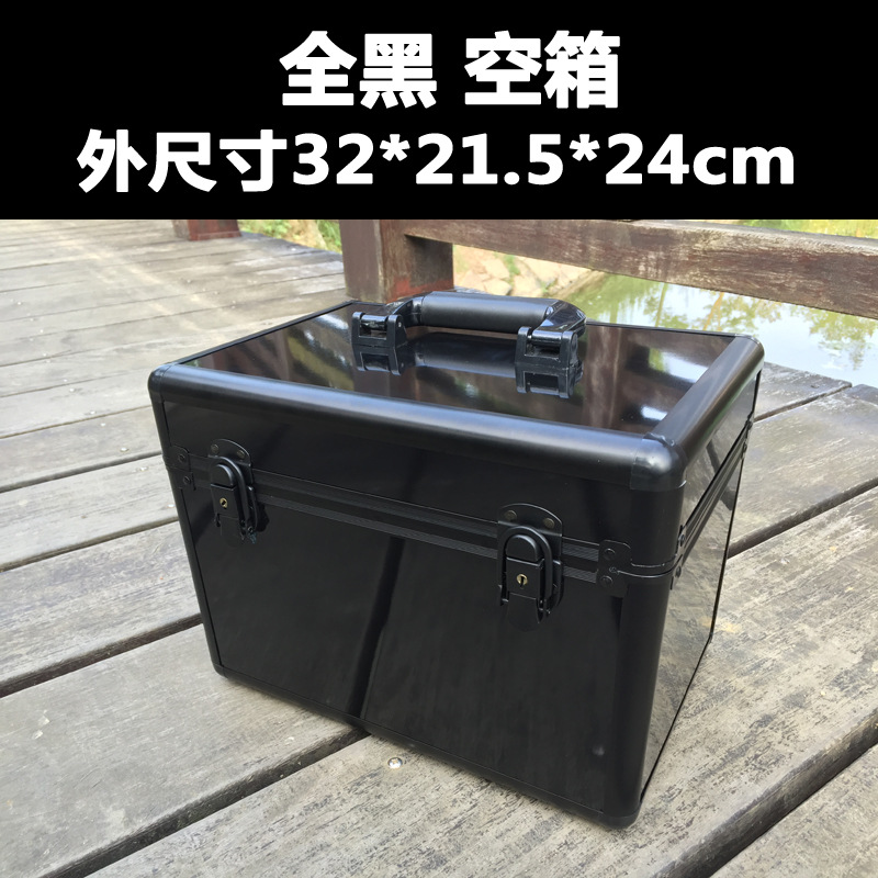 定制 全黑亮光铝片工具箱穿越机铝箱 仪器设备航模包装箱