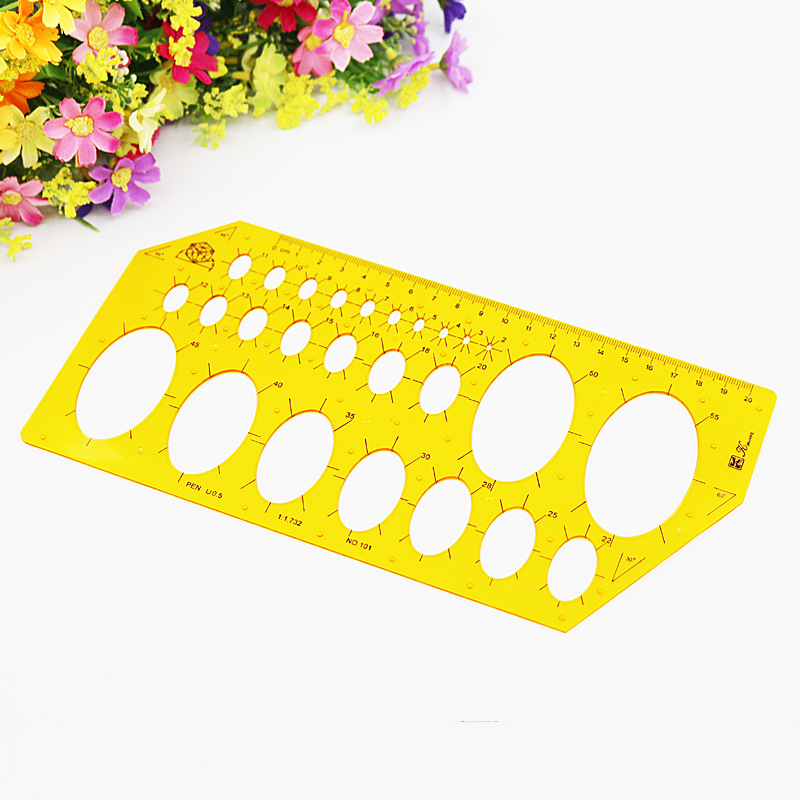 科文牌软胶模板黄色K胶绘图建筑画圆椭圆电工机械学生设计模板尺