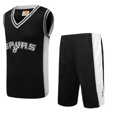 夏季NBA篮球服马刺队无号大码球衣刺绣工艺运动户外套装男|ms