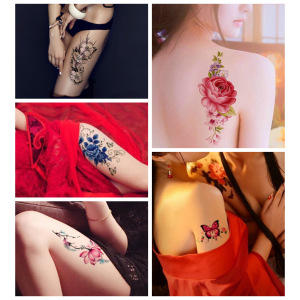 2pcs lady sexy flower tattoos stickers stage performance photos shooting tattoo for female