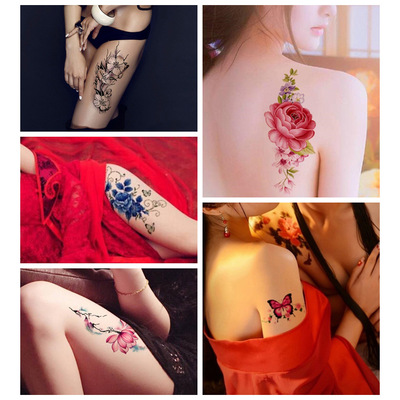 2pcs lady sexy flower tattoos stickers stage performance photos shooting tattoo for female