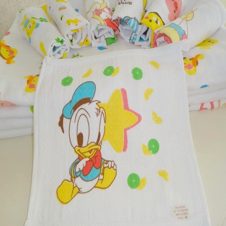 双层蜂巢纱布毛巾 小方巾卡通童巾 婴儿口水巾30*30|ms