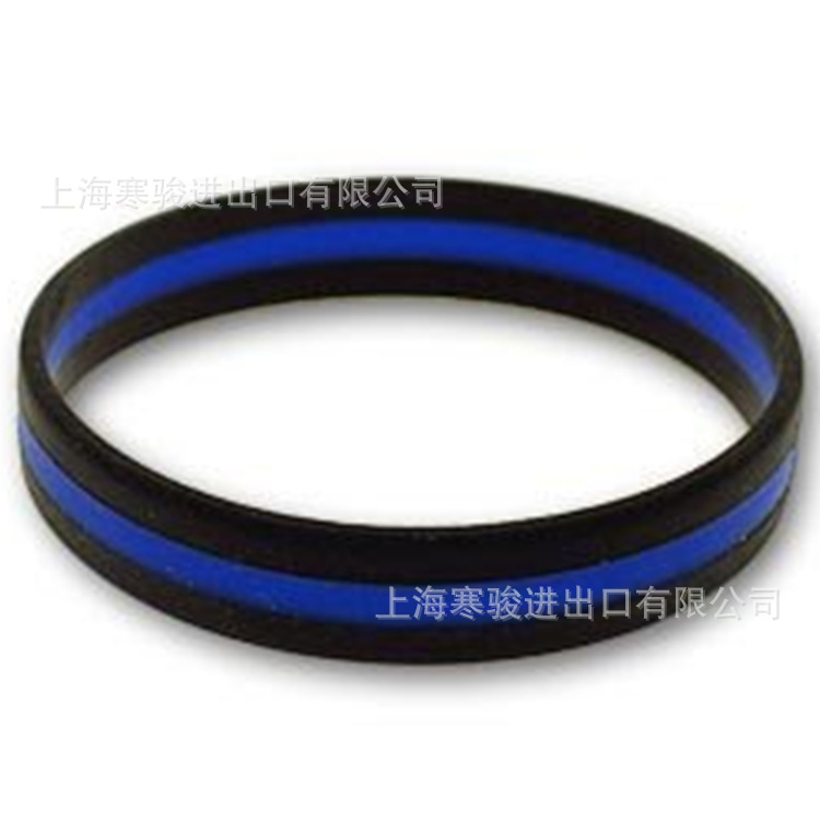 triband thin blue line 硅胶手环 黑色蓝色黑色 三层色 手腕带