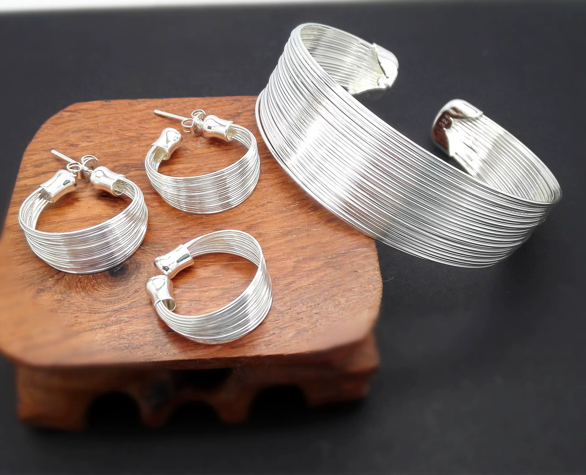 Серебряное модное браслет-цепочка серег набор, ebay, wish