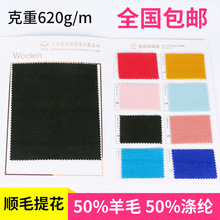 冬装新款现代加厚女士毛呢面料 羊毛时装粗纺顺毛提花呢绒布料