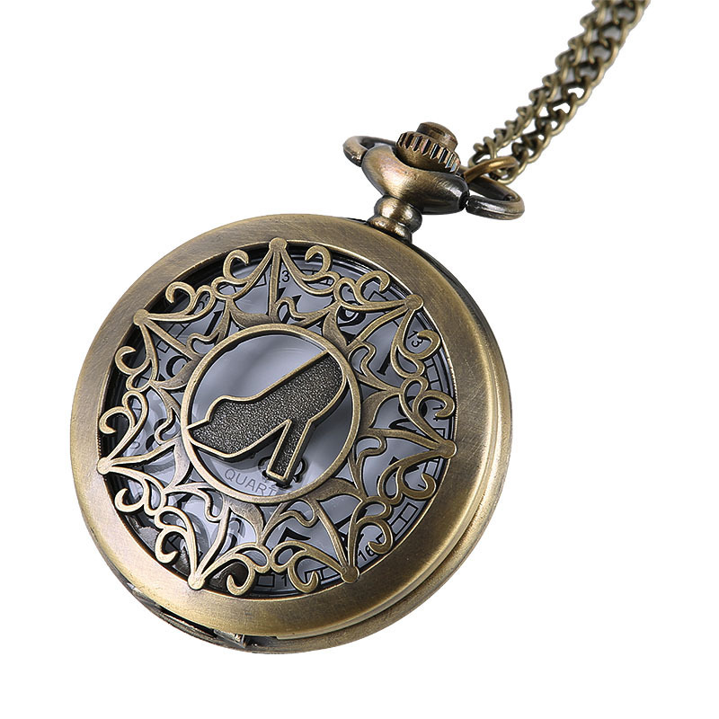 Umbrella pattern carved hollow female high heels pocket watch large high heels pocket watch a generation of hair 9027