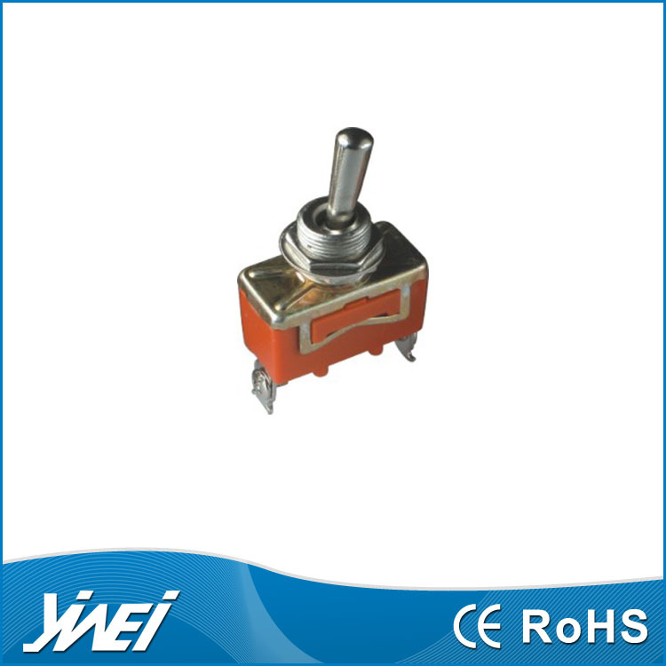 SPST塑胶料2脚ON-OFF橙色M12安装孔E-TEN1021钮子开关 YW2-605