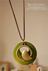 Retro ethnic accessory, wooden pendant, necklace, sweater, cotton and linen, ethnic style, Korean style
