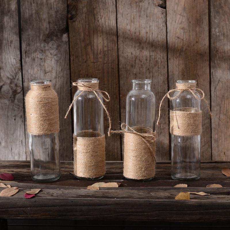 透明玻璃花瓶创意麻绳插花花器手工麻绳蝴蝶结花瓶 价格 厂家 哪里买 我有货 B 5yoho Cn