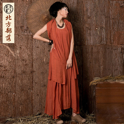 Explosive money summer new pattern Original literature Women's wear Chaoliang Masi Tank Top Dress Scarf