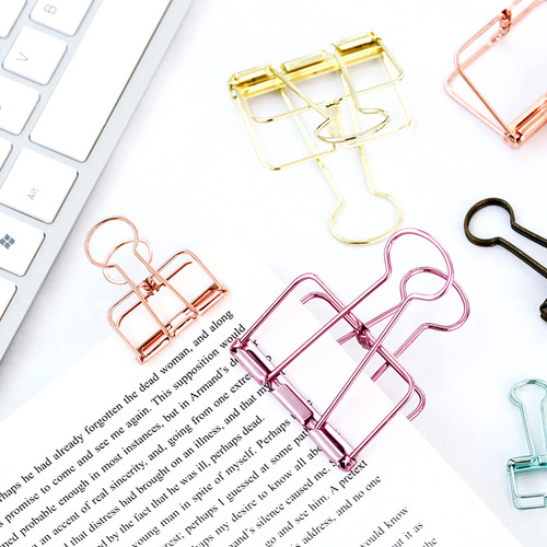 Gold silver hollow long tail clip electroplated swallowtail clip bronze note clip bill storage clip medium 32mm