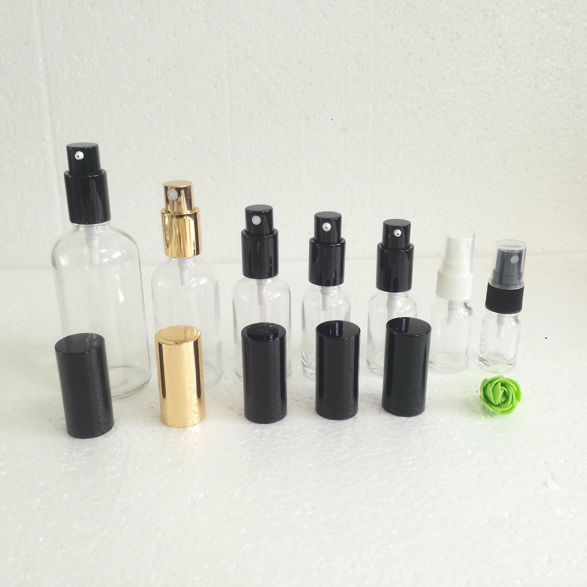 5,10,15,20,30,50,100ml透明蒙砂精油瓶 黑色大头盖精油瓶