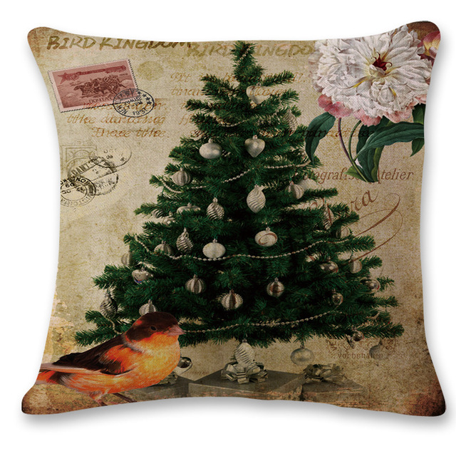 Retro Christmas tree series linen Pillowcase