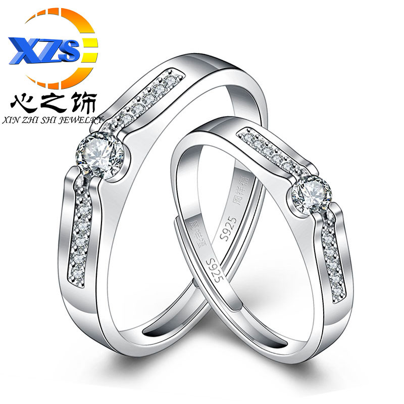 South Korea Fashion Elegant Couple Ring Simple Fashion Row Diamond Ring for Men and Women Couple Ring Wholesale