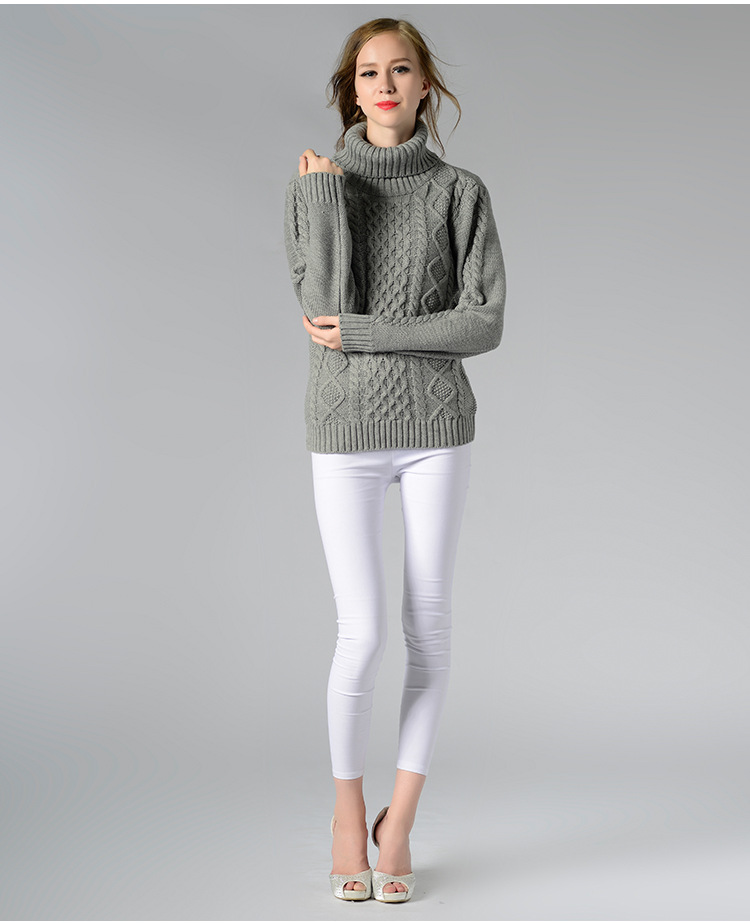 solid color long-sleeved turtleneck sweater NSYH22093