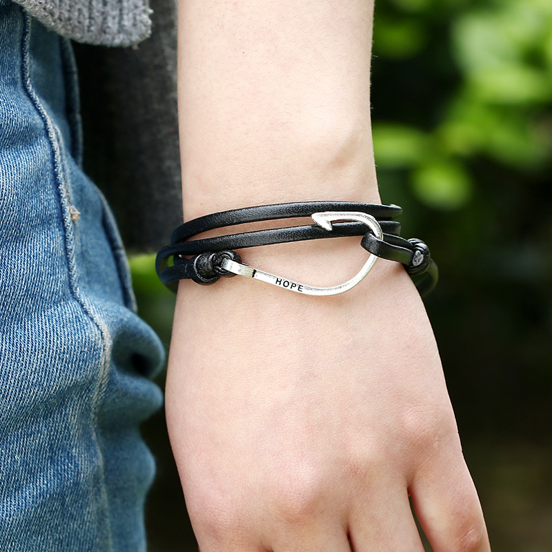 Nautical Navy Fishhook Alloy Bracelet Couple Fishhook Bracelet