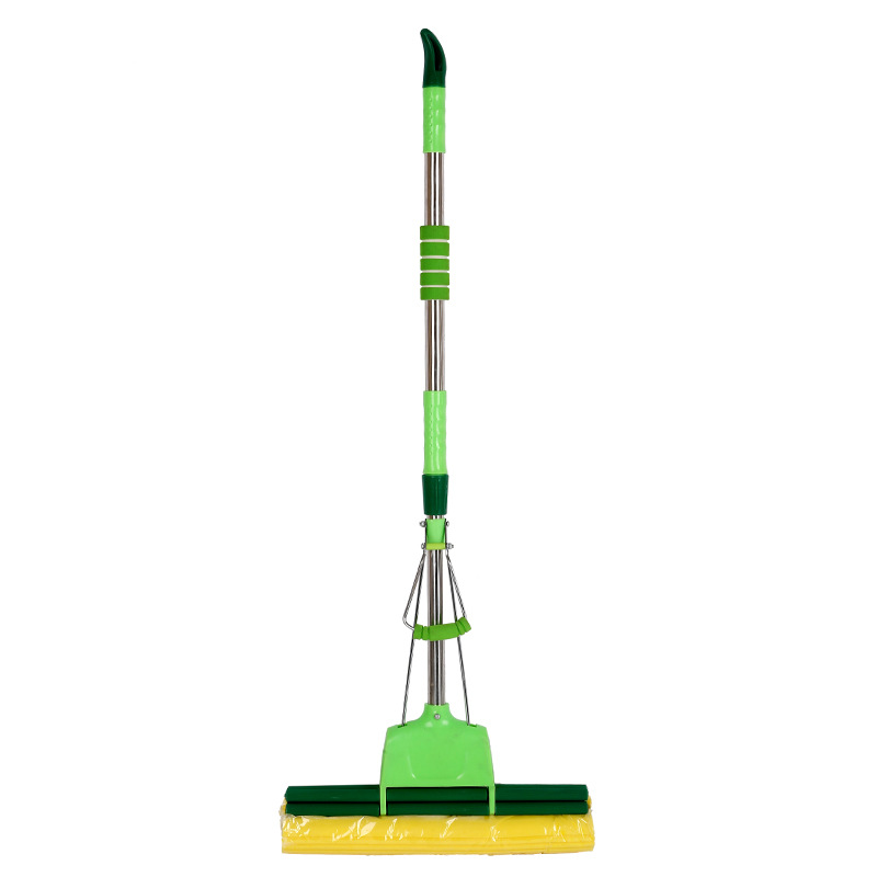 Ventas directas de la fábrica 38cm plástico fregona de algodón retráctil varilla de acero inoxidable esponja fregona rodillo squeeze fregona