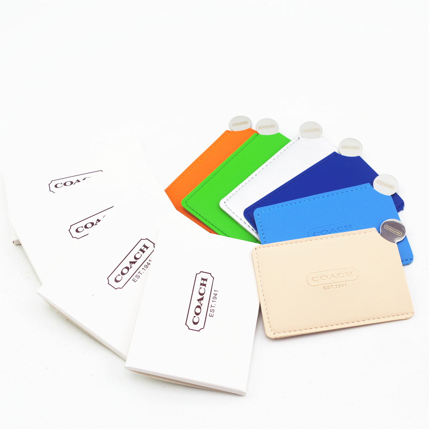 Mini espejo cosmético de acero inoxidable espejo resistente a la caída espejo portátil de dibujos animados de mano pequeño espejo logotipo imprimible