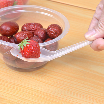 一次性塑料勺子 透明汤勺 烧烤野炊聚餐调羹20个装价